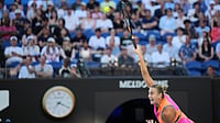 Australian Open 2026, Day 1 Highlights: Sabalenka, Alcaraz Seal Easy Wins; Pavlyuchenkova Stunned By Bai AP : Aryna Sabalenka of Belarus serves to Tiantsoa Rakotomanga Rajaonah of France during their first round match at the Australian Open tennis championship.