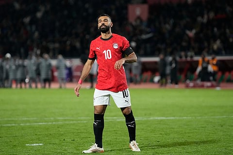 Egypt's Mohamed Salah reacts after his penalty kick was saved during the Africa Cup of Nations third place game between Egypt and Nigeria in Casablanca, Morocco.