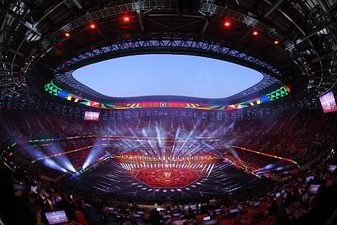 A general view of the closing ceremony ahead of the Africa Cup of Nations final soccer match between Senegal and Morocco, in Rabat, Morocco.