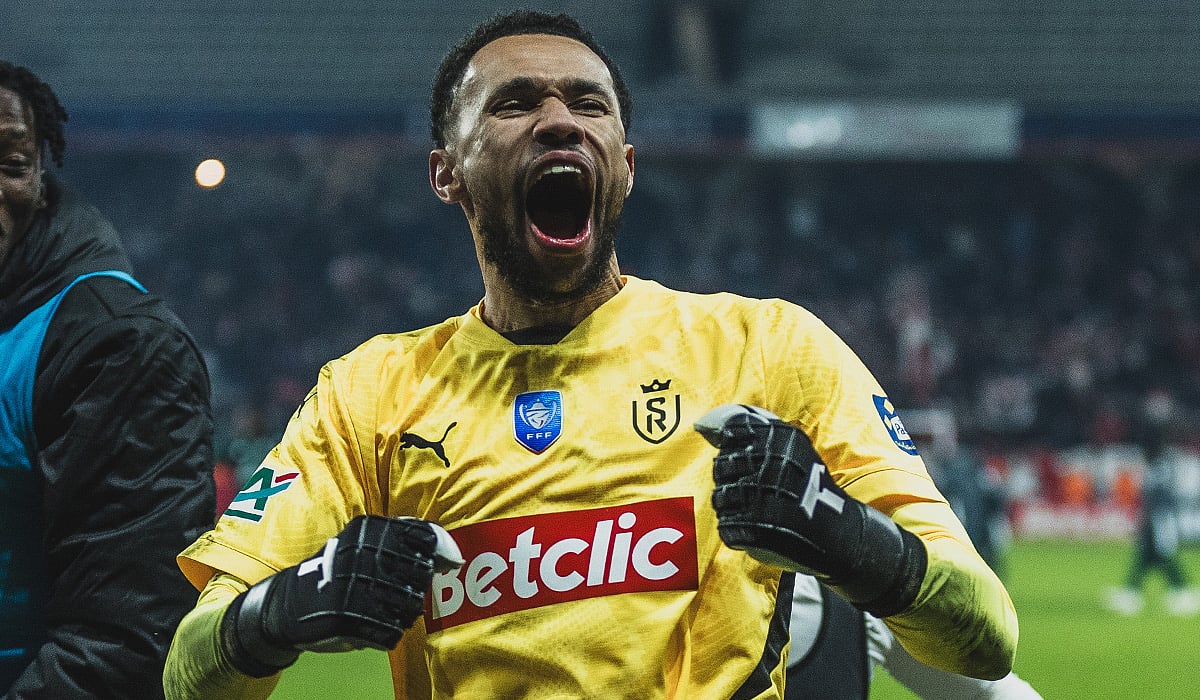 Flie photo of Senegal goalkeeper Yehvann Diouf. - | Photo: X/StadeDeReims