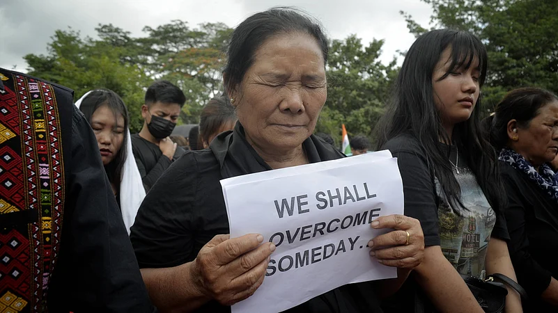 Women protesting sexaul assault during Manipur clashes