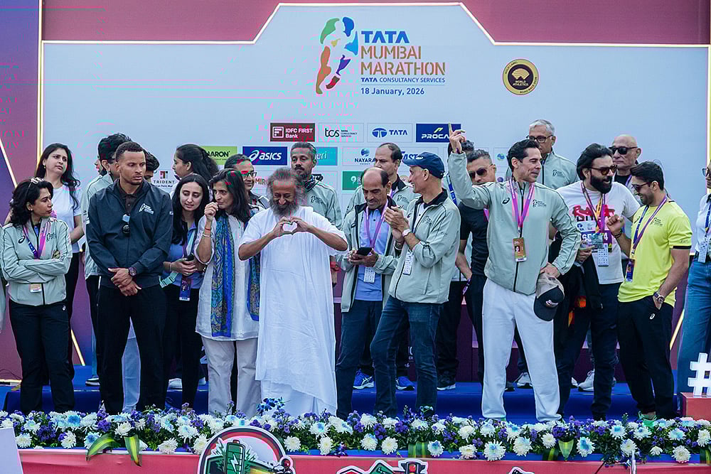 Shri Shri Ravi Shankar at the PD Stage with all other dignitaries at TMM 2026 - | Photo Credit: Procam