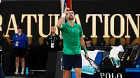 Novak Djokovic in action against Pedro Martinez at the Australian Open.