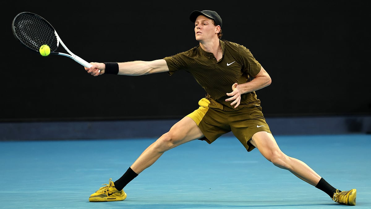 Jannik Sinner in action against Hugo Gaston at the Australian Open 2026. - null