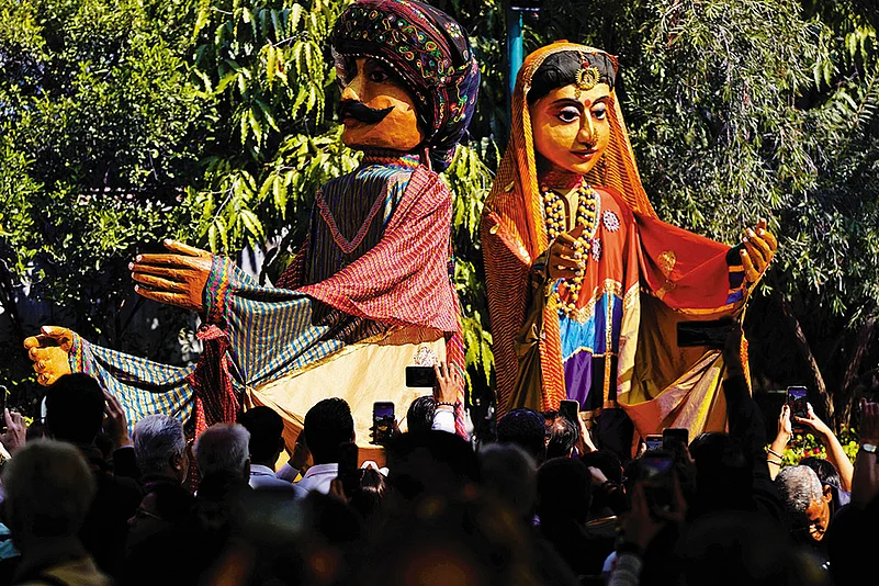 Visitors attending the inaugural session of the Jaipur Literature Festival in Jaipur