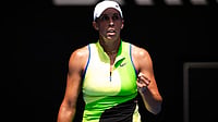 Madison Keys in action against Oleksandra Oliynykova in Australian Open 2026.