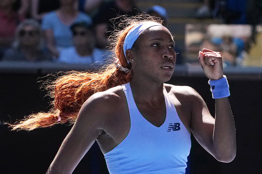 | Photo: AP/Asanka Brendon Ratnayake : Coco Gauff of the U.S. reacts during her second round match against Olga Danilovic of Serbia at the Australian Open tennis championship in Melbourne, Australia.