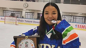 _lifeofpiee/Instagram : Padma Chorol Celebrating IIHF Asia Cup 2025 Bronze Medal
