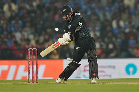 New Zealand's Tim Robinson bats during the first T20 cricket match between India and New Zealand in Nagpur, India.