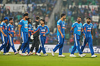 India Vs New Zealand, 1st T20I: Abhishek’s Explosive 84 Powers IND To 48-Run Win In Nagpur | Photo: AP/Mahesh Kumar A. : Indian players celebrate after their win in the first T20 cricket match against New Zealand in Nagpur, India.