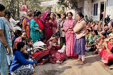 Family members mourn the death of Hemant Gaikwad, who succumbed to severe diarrhoea and vomiting allegedly linked to contaminated, in Bhagirathpura, Indore.