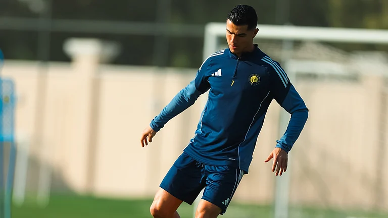 Al-Nassr's Cristiano Ronaldo in training ahead of the Saudi Pro League match against Damac on January 21, 2026. - | Photo: X/AlNassrFC_EN