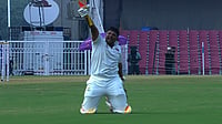 BCCIdomestic/X : Sarfaraz Khan scored a century for Mumbai against Hyderabad in Ranji Trophy 2025-26 Round 6. 