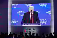 Trump Drops Greenland Tariff Threat After NATO Talks In Davos (AP Photo/Markus Schreiber) : President Donald Trump speaks during the Annual Meeting of the World Economic Forum in Davos, Switzerland, Wednesday, Jan. 21, 2026.