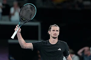 | Photo: AP/Aaron Favila : Alexander Zverev of Germany waves after defeating Alexandre Muller of France in their second round match at the Australian Open tennis championship in Melbourne, Australia.