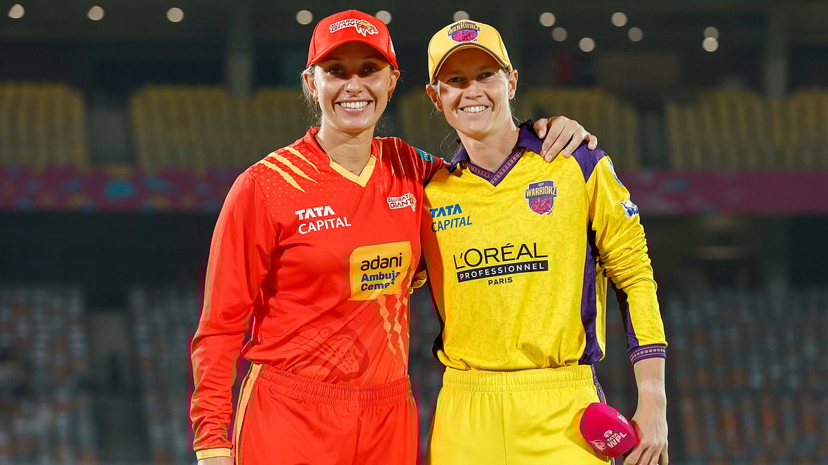 Captains Meg Lanning (right) and Ashleigh Gardner at the toss for match 14 of Women's Premier League 2026 between Gujarat Giants and UP Warriorz in Vadodara.  - X/WPL