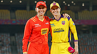 Gujarat Giants Vs UP Warriorz Live Streaming, WPL 2026: Toss Update, Playing XIs X/WPL : Captains Meg Lanning (right) and Ashleigh Gardner at the toss for match 14 of Women's Premier League 2026 between Gujarat Giants and UP Warriorz in Vadodara.
