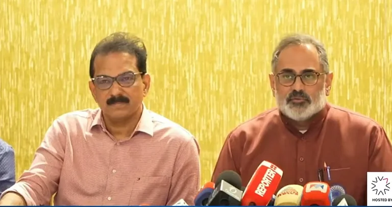 From L-R, Sabu M. George and Rajeev Chandrasekhar. - Screengrab