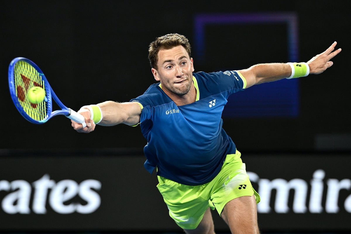 Casper Ruud in action in Australian Open 2026  - AustralianOpen/X