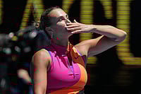 Aryna Sabalenka Vs Anastasia Potapova, Australian Open: World No. 1 Survives Tight Test To Reach Fourth Round | Photo: AP/Asanka Brendon Ratnayake : Aryna Sabalenka of Belarus reacts after defeating Anastasia Potapova of Austria in their third round match at the Australian Open tennis championship in Melbourne, Australia.