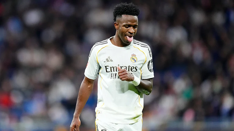 Real Madrid's Vinicius Junior reacts during the Spanish La Liga soccer match between Real Madrid and Levante in Madrid, Spain, Saturday, Jan. 17, 2026. - | Photo: AP/Jose Breton