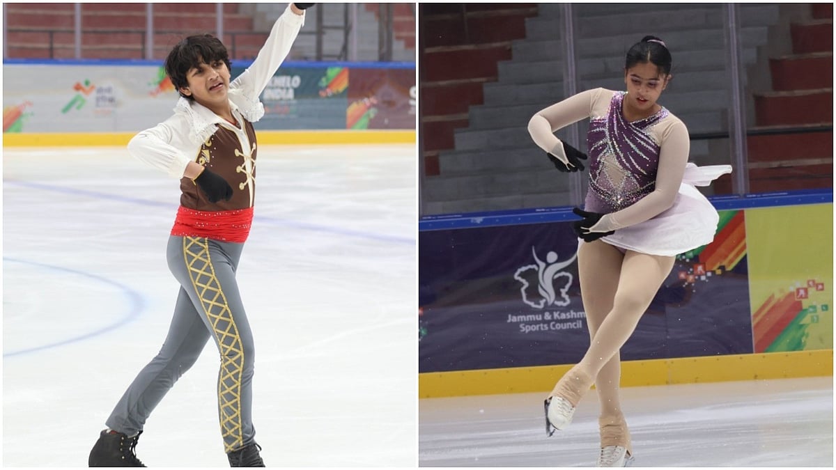 Aarush Tiwari and Hiya Adlakha claimed bronze and gold respectively at the Khelo India Winter Games 2026. - KIWG 2026