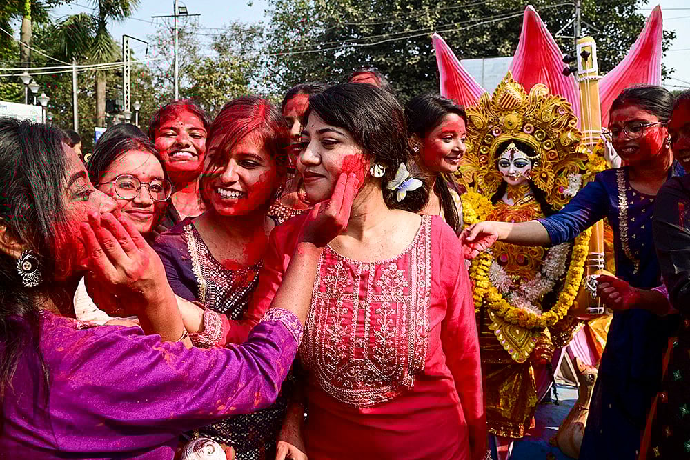 Goddess Saraswati idol immersion in Kolkata