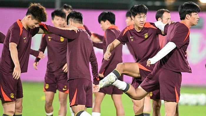 China players train ahead of the AFC U23 Asian Cup final against Japan in Jeddah, Saudi Arabia. - Photo: AFC