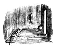 Voices From Prison: Art Drawn Inside The Carceral State Art work by Arun Ferreira : Cell Alone: I, me and myself. If only sleep would silently ship me to some sociable shore.