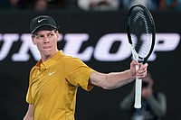 Australian Open 2026: Sinner Battles Heat To Book Fourth Round Spot In Melbourne | Photo: AP/Dita Alangkara : Jannik Sinner of Italy reacts after defeating Eliot Spizzirri of the U.S. in their third round match at the Australian Open tennis championship in Melbourne, Australia.
