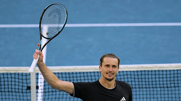 Alexander Zverev of Germany celebrates after defeating Francisco Cerundolo of Argentina in their fourth round match at the Australian Open tennis championship in Melbourne. - Photo: AP