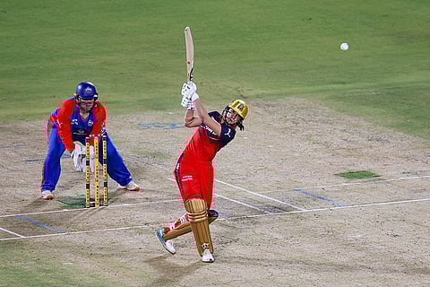 Royal Challengers Bengaluru's captain Smriti Mandhana plays a shot during the Women's Premier League (WPL) 2026 T20 cricket match between Royal Challengers Bengaluru and Delhi Capitals, at BCA Stadium, in Vadodara, Gujarat.