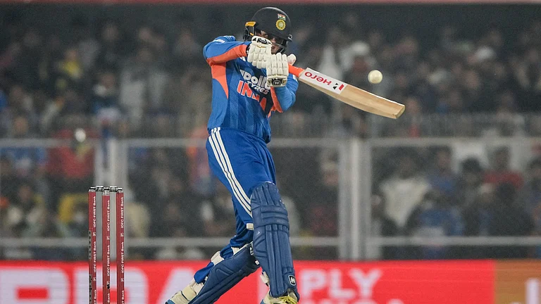 India batter Abhishek Sharma in action during the third T20I match against New Zealand on January 25, 2026. - null