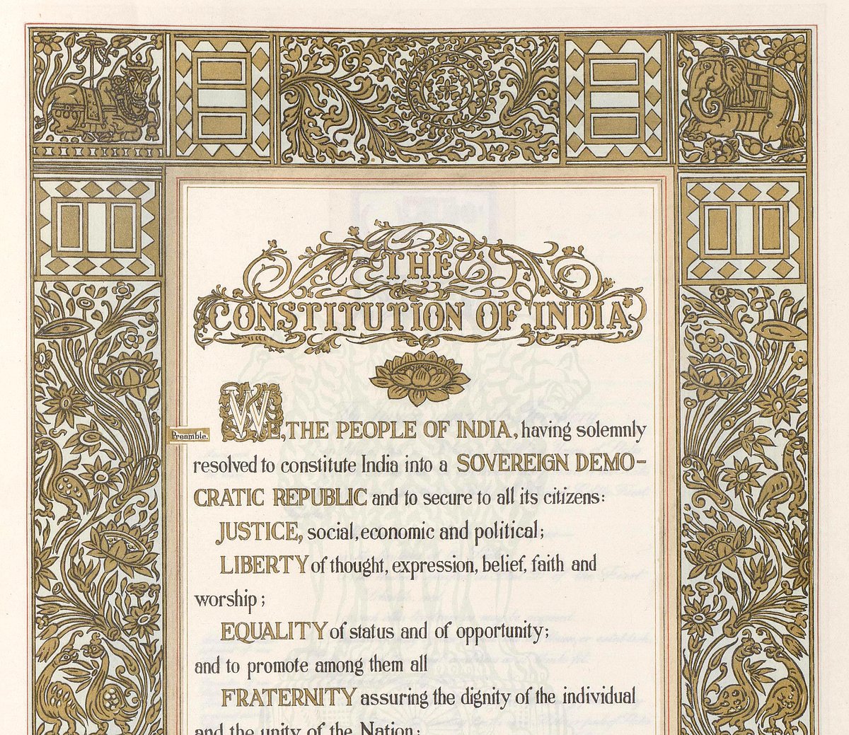 wiki commons : The Preamble of India