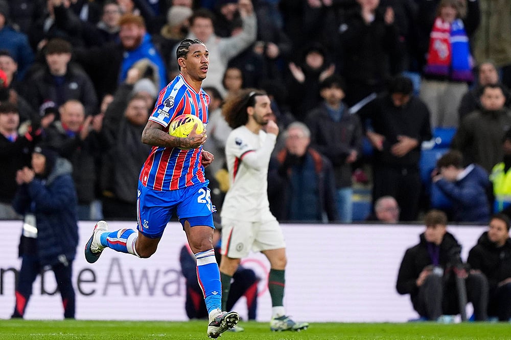 Crystal Palace's Chris Richards after scoring during the English Premier League soccer match between Crystal Palace and Chelsea in London. - | Photo: Jordan Pettitt/PA via AP