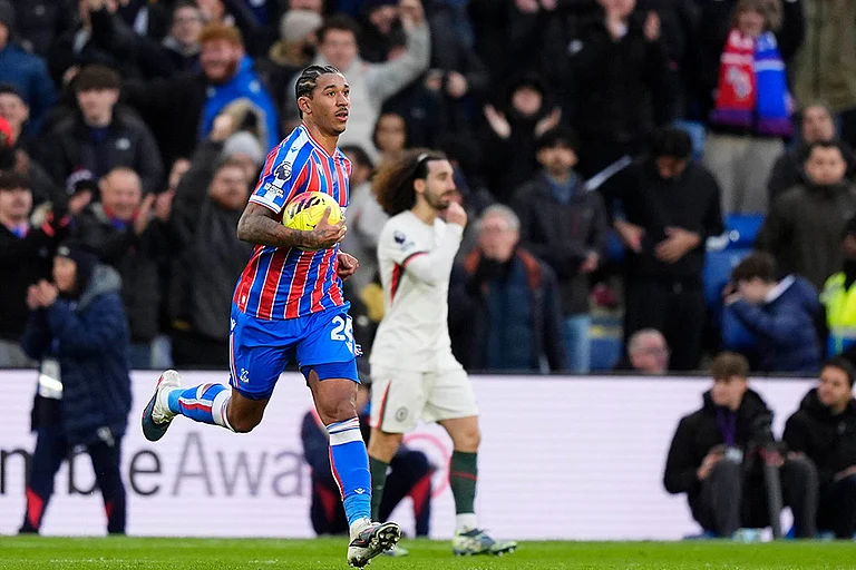 Crystal Palace's Chris Richards after scoring during the English Premier League soccer match between Crystal Palace and Chelsea in London. - | Photo: Jordan Pettitt/PA via AP