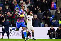 | Photo: Jordan Pettitt/PA via AP : Crystal Palace's Chris Richards after scoring during the English Premier League soccer match between Crystal Palace and Chelsea in London.