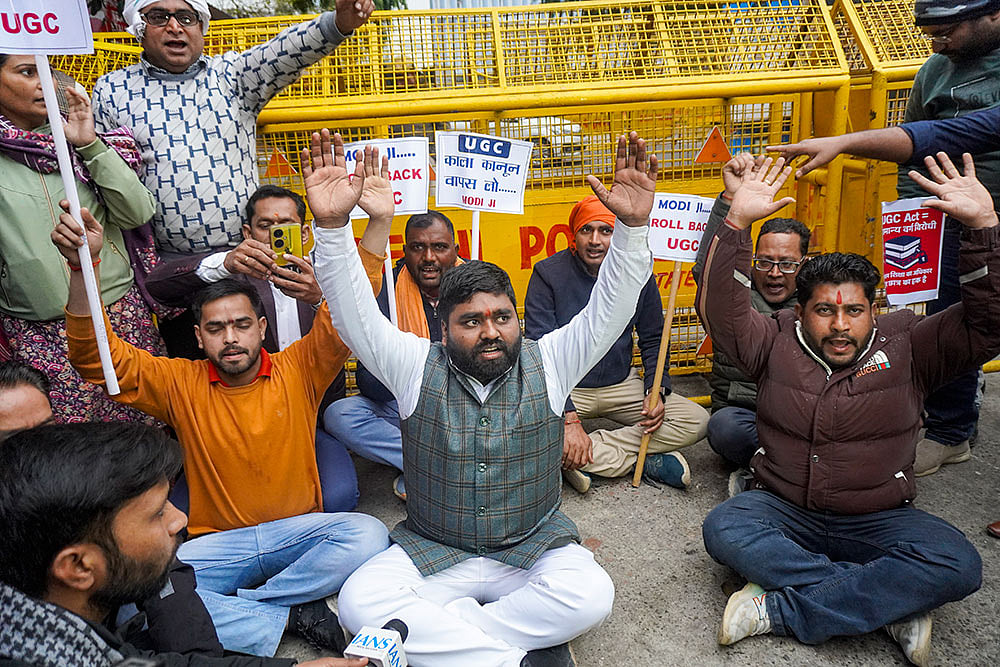Protest outside UGC office in Delhi