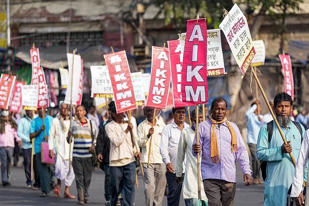 Farmers protest in Kolkata