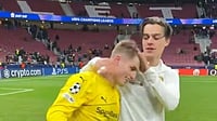 Atletico Madrid Vs Bodo/Glimt Highlights, Champions League: Fredrik Sjovold, Kasper Hog Script Comeback Victory Glimt/X : Bodo/Glimt players celebrating victory against Atletico Madrid in UEFA Champions League 2025-26.