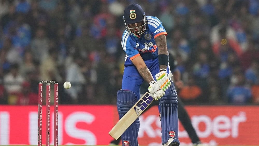 India's captain Suryakumar Yadav bats during the first T20 cricket match between India and New Zealand in Nagpur, India. - | Photo: AP/Mahesh Kumar A.