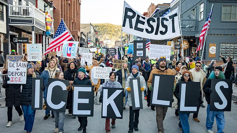 Demonstrators gather in protest during the 2026 Sundance Film Festival in Park City - Instagram