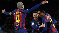 Barcelona 4-1 Copenhagen Highlights, UEFA Champions League: Hansi Flick's Men Turn Early Deficit Into Dominant Victory (AP Photo/Joan Monfort) : Barcelona's Marcus Rashford celebrates with team mates his side's fourth goal during the Champions League opening phase soccer match between Barcelona and Copenhagen in Barcelona, Spain, on Wednesday, Jan. 28, 2026