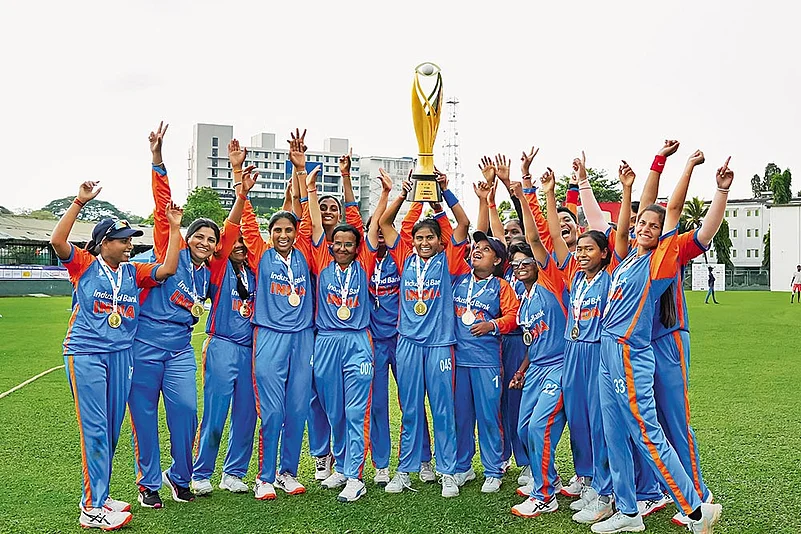 The Indian cricket team after winning the inaugural Women’s T20 World Cup for the Blind