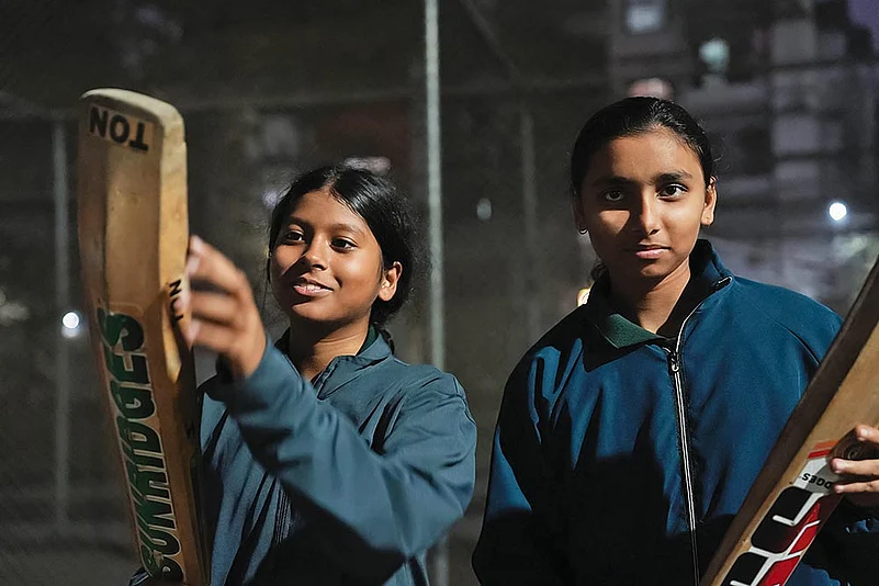 Women cricketers at the Baghajatin Athletic Club in Siliguri
