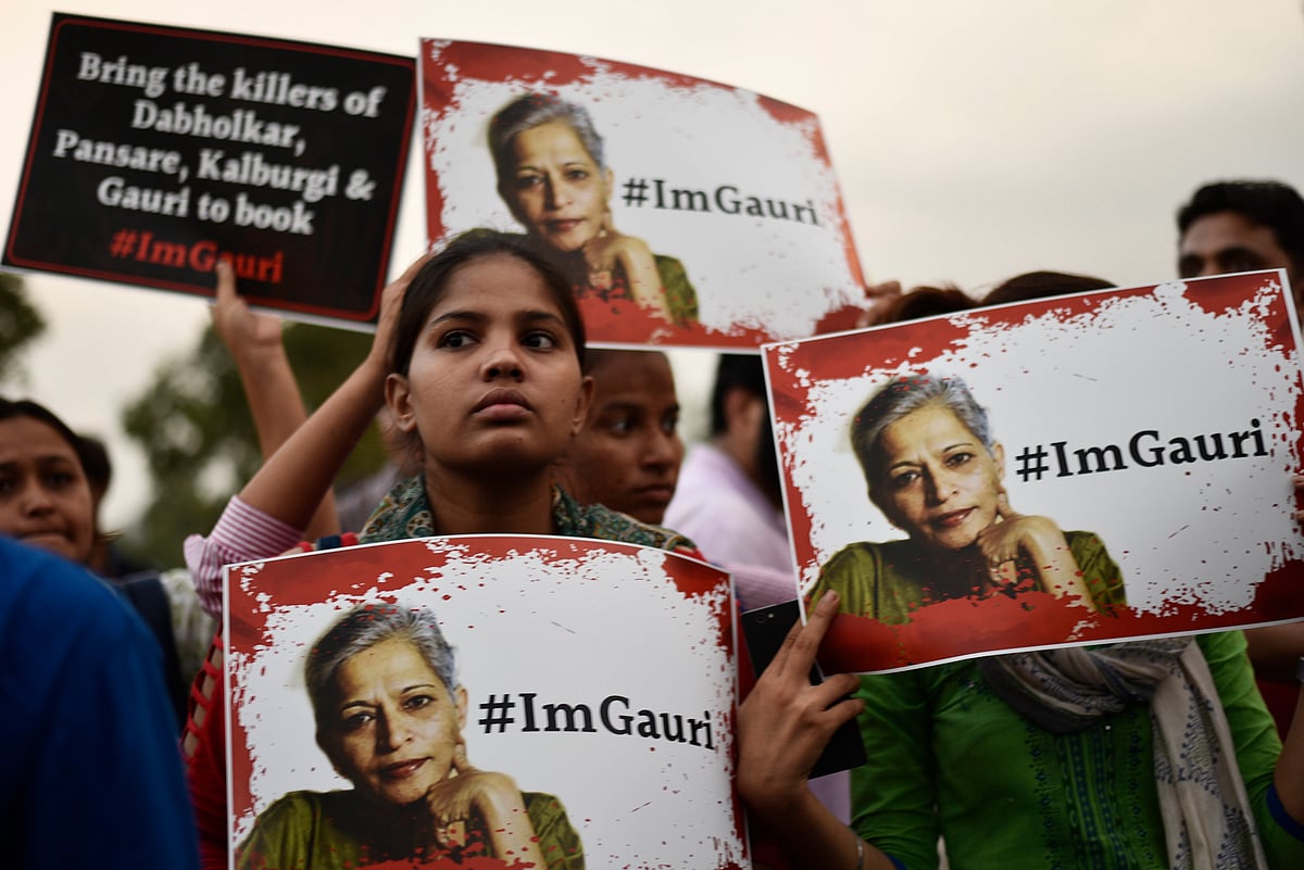 A candle light vigil was organised for the journalist Gauri Lankesh who was murdered in Bangalore on Tuesday night, on September 6, 2017 in New Delhi, India
 - Source: IMAGO / Newscom World