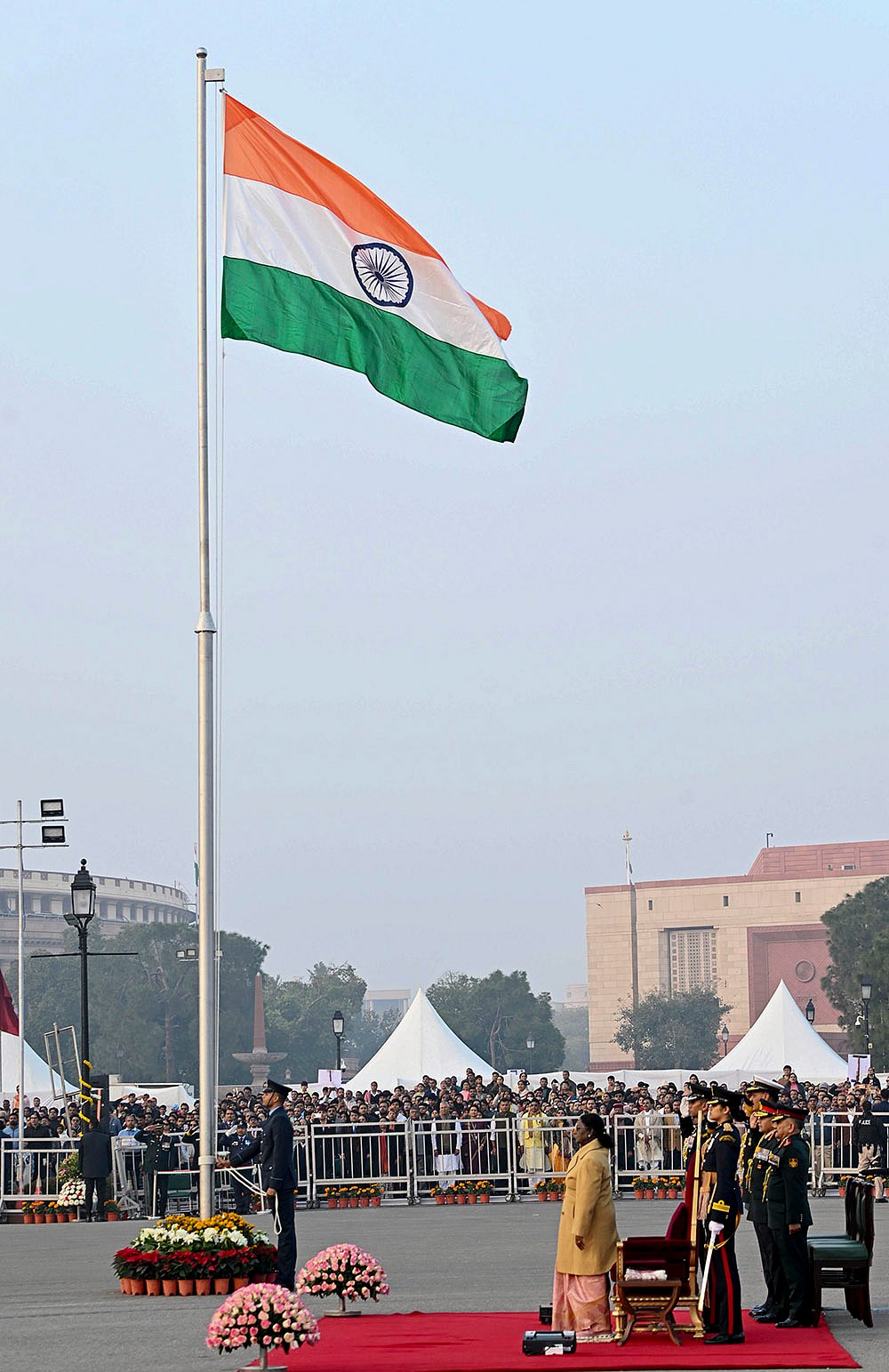 President Droupadi Murmu during the Beating Retreat ceremony