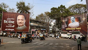 Hoardings put up to pay tribute to late Maharashtra deputy chief minister Ajit Pawar, who was killed in a plane crash near Baramati, in Pune, Friday, Jan. 30, 2026.