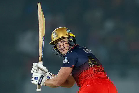 Royal Challengers Bengaluru's Grace Harris plays a shot during a Women's Premier League (WPL) 2026 T20 International cricket match between Royal Challengers Bengaluru and UP Warriorz, at BCA Stadium, in Vadodara, Gujarat. 