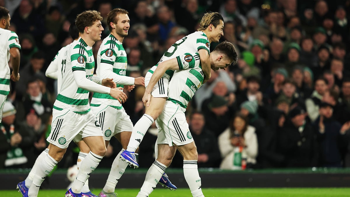 Celtic's players celebrate during their UEFA Europa League match against Utrecht. - null